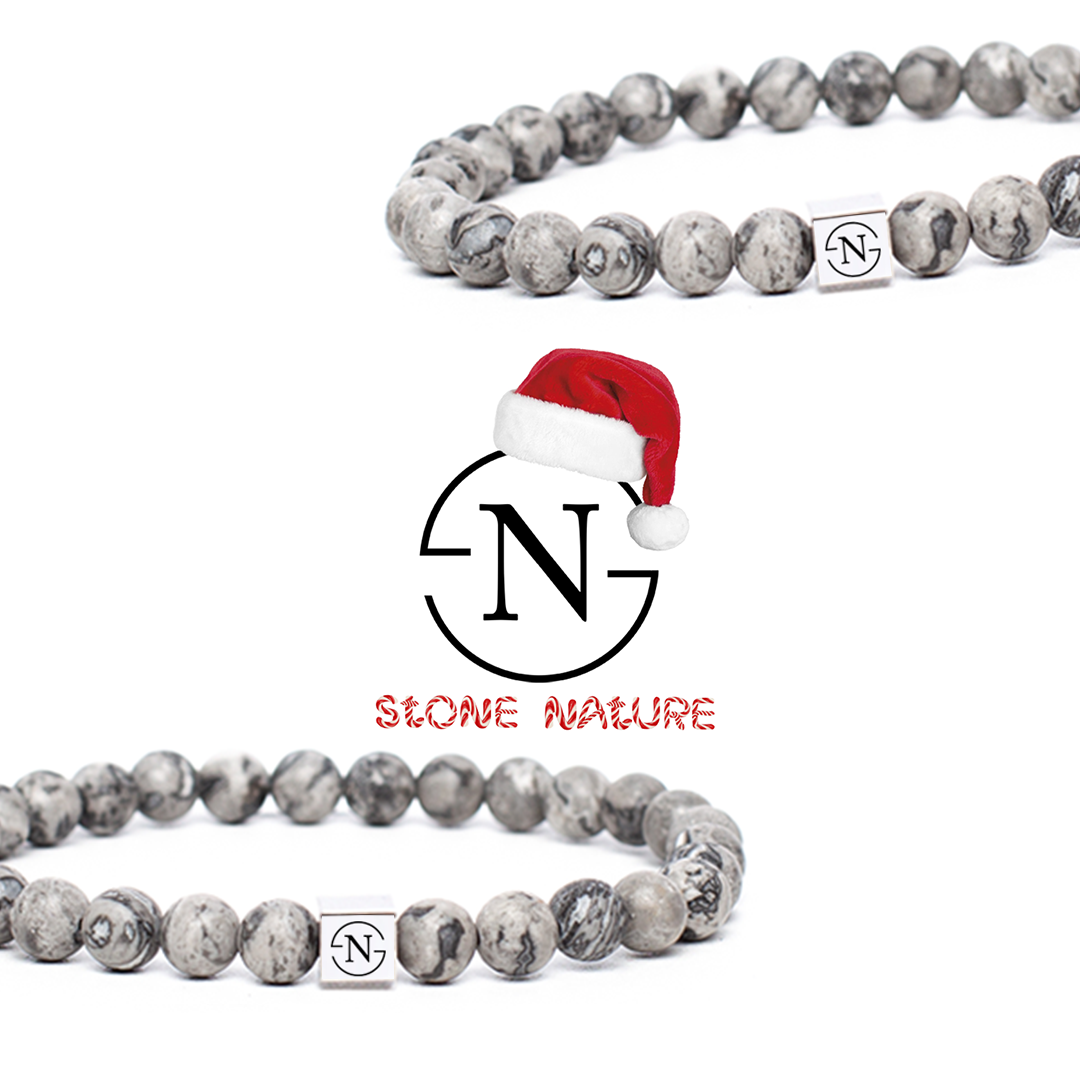 Natuursteen Mapstone Heren Armband | Mat Grijs