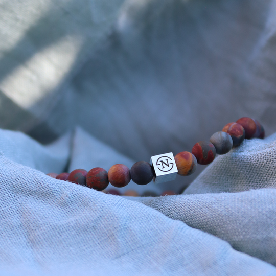 Natuursteen Jaspis Dames Armband | Rood Bruin