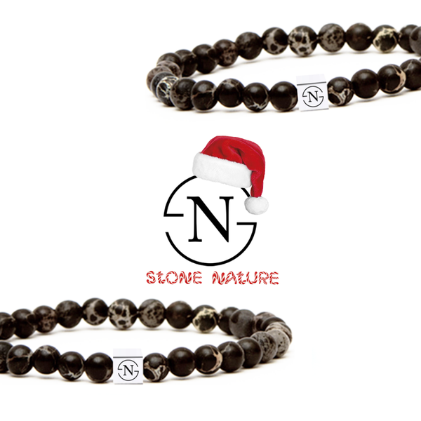 Regaliet Natuursteen Heren Armband | Zwart Rose Goud