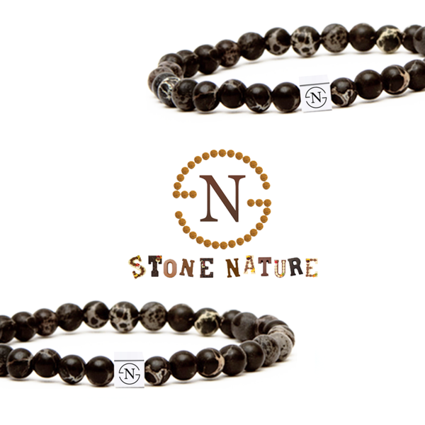 Regaliet Natuursteen Dames Armband | Zwart Rose Goud