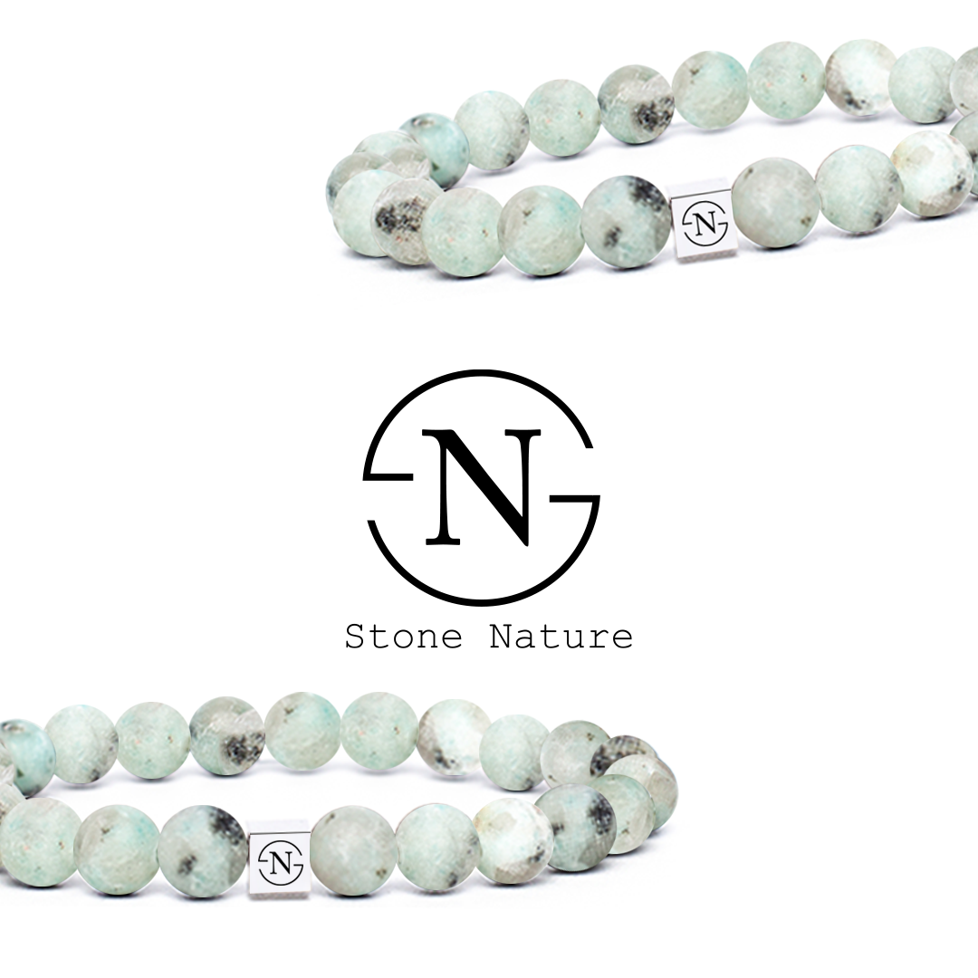Natuursteen Heren Armband Tianshan Graniet | Mint Groen