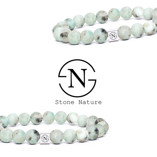 Natuursteen Heren Armband Tianshan Graniet | Mint Groen