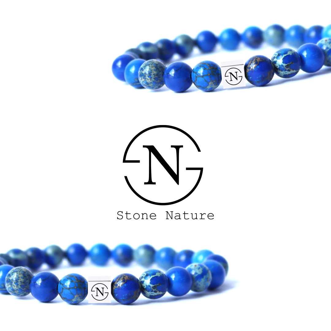 Sediment Natuursteen Armband 8mm | Kobalt Blauw