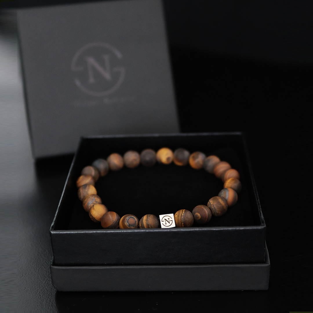 JOSH Heren Leren Armband met Natuursteen Groen | 24981-BRA