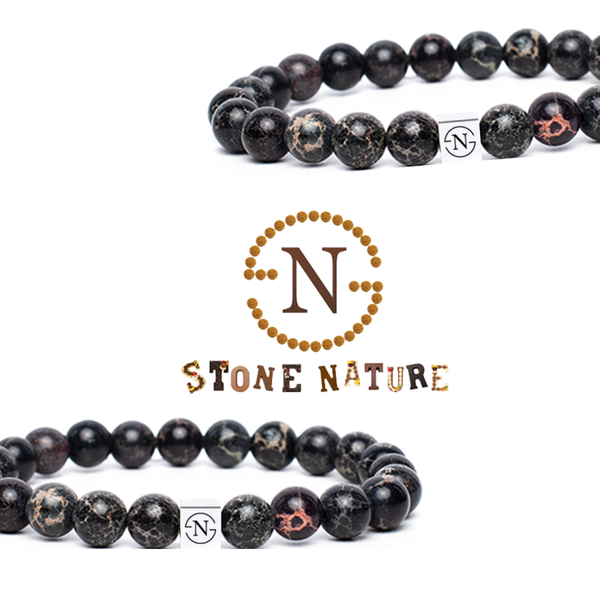 Regaliet Natuursteen Heren Armband | Zwart Rose Goud