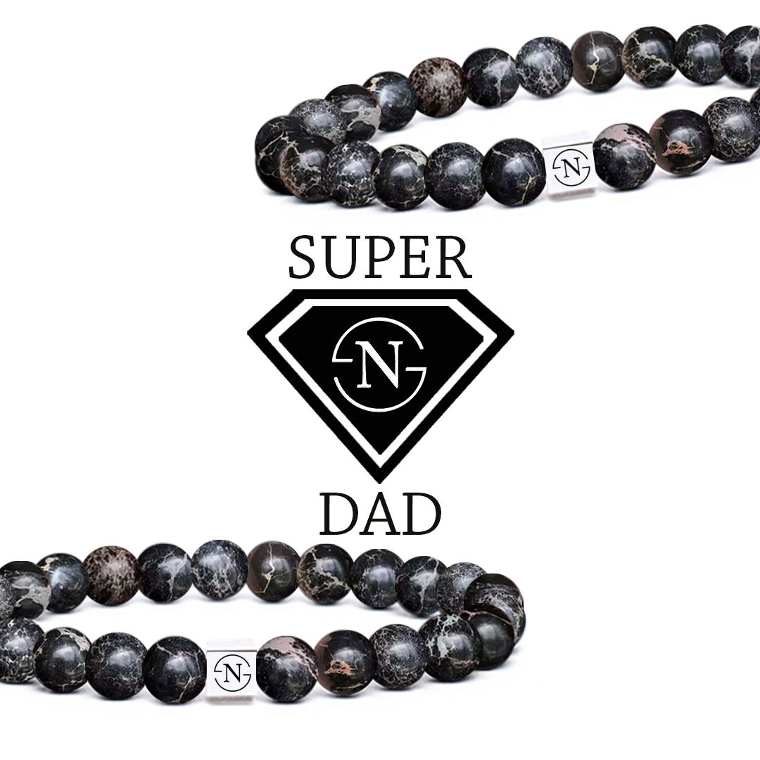 Regaliet Natuursteen Heren Armband | Zwart Rose Goud