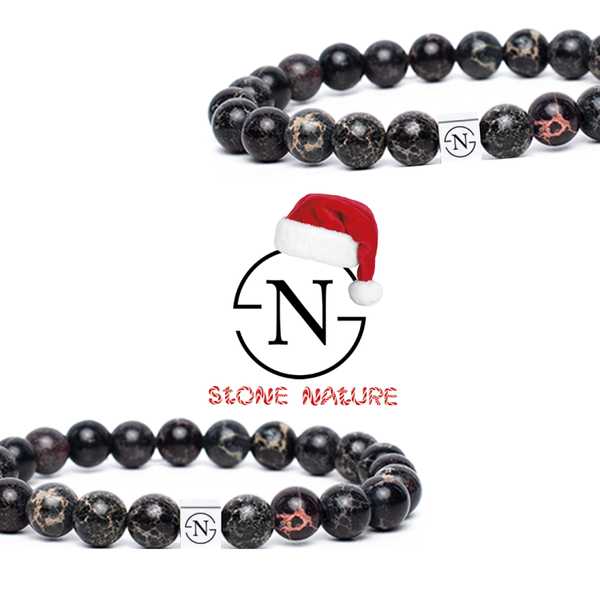 Regaliet Natuursteen Heren Armband | Zwart Rose Goud