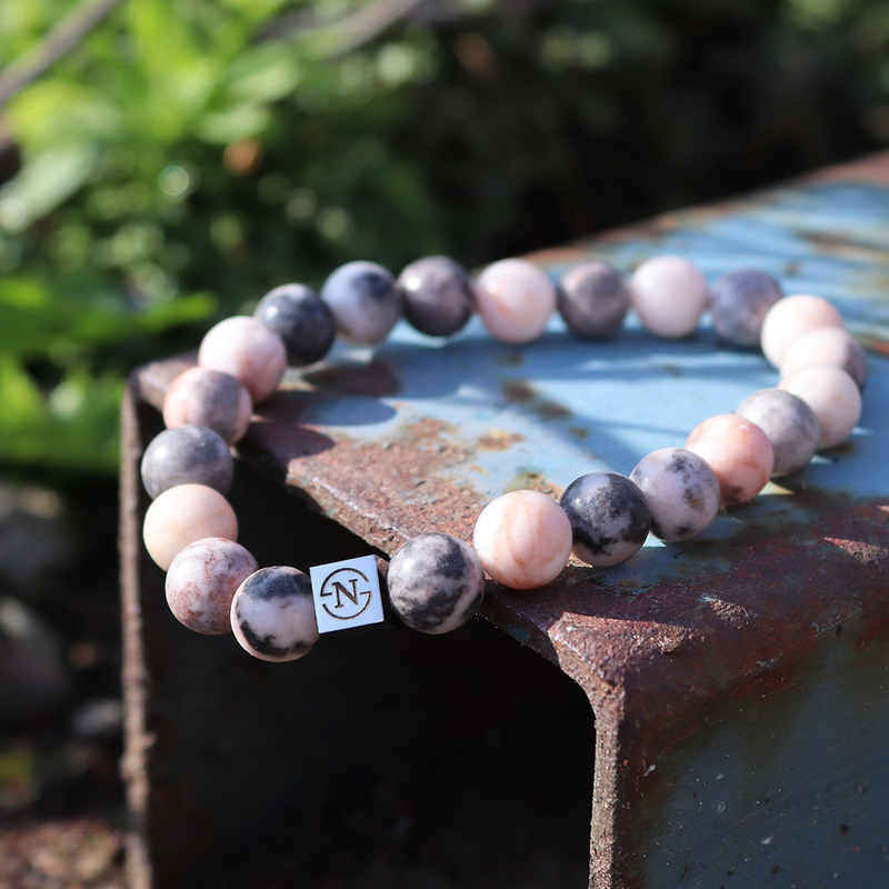 Jaspis Natuursteen Heren Armband | Roze Grijs