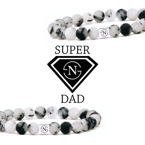 Rutiel Kwarts Natuursteen Heren Armband | Grijs