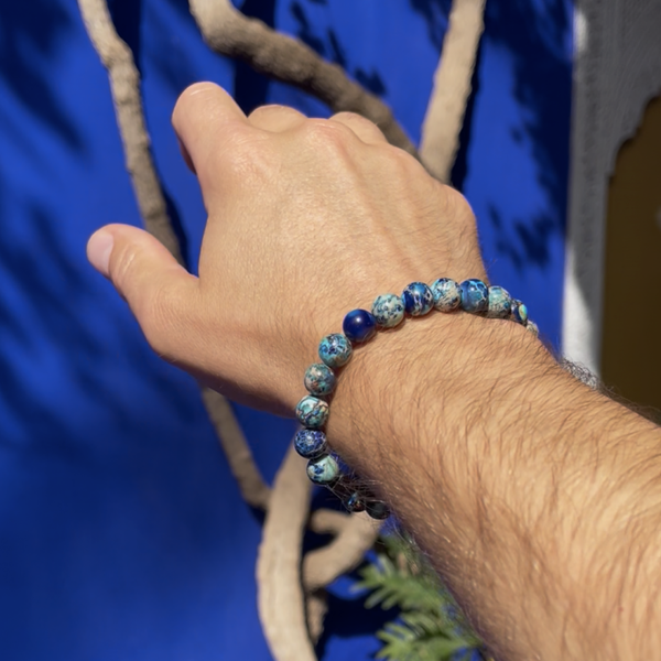 Natuursteen Heren Armband 8mm | Aqua