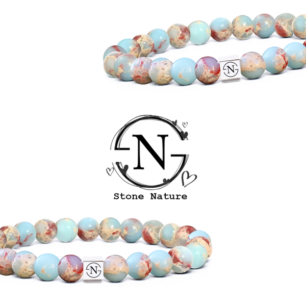 Shoushan Natuursteen Dames Armband | Lichtblauw