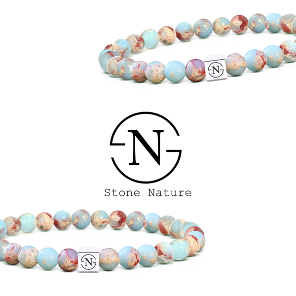 Shoushan Natuursteen Dames Armband | Lichtblauw