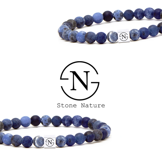 Sodaliet Natuursteen Heren Armband | Donkerblauw Mat