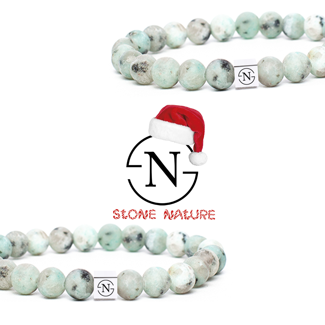 Natuursteen Heren Armband Tianshan Graniet | Mint Groen