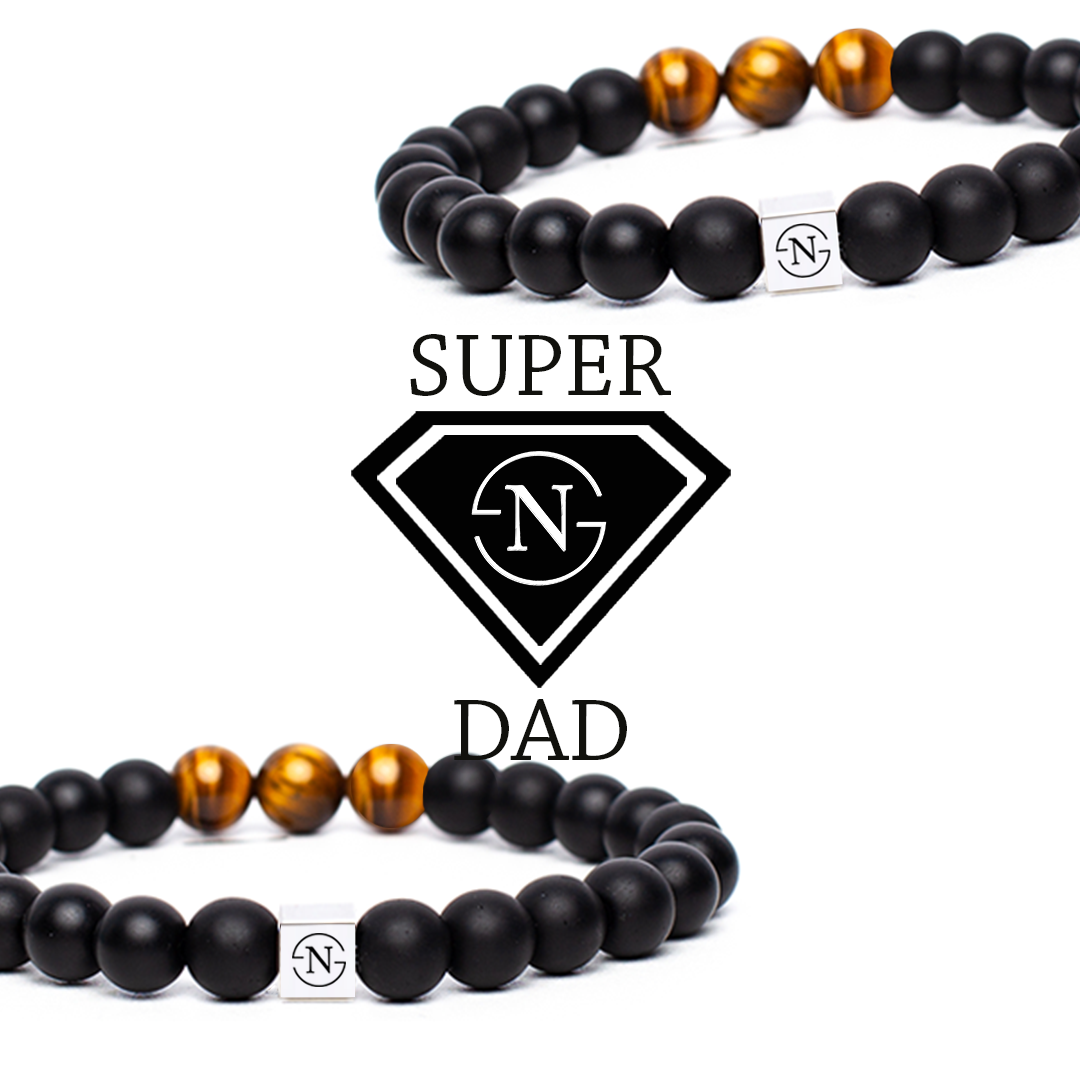 Tijgeroog Jade Natuursteen Heren Armband | Bruin Zwart