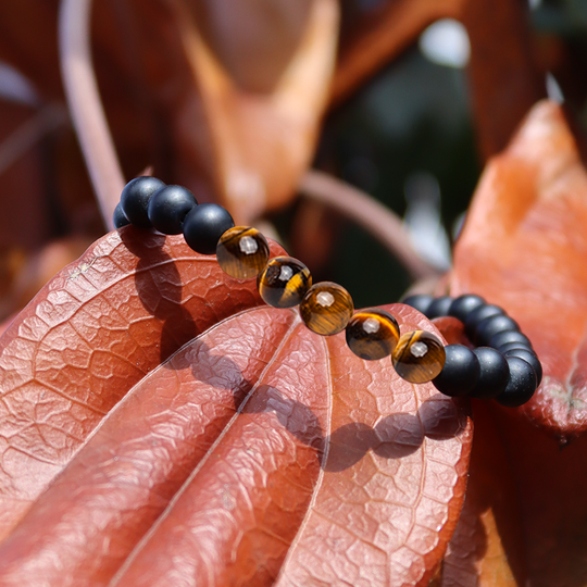 Tijgeroog Jade Natuursteen Heren Armband | Zwart Bruin