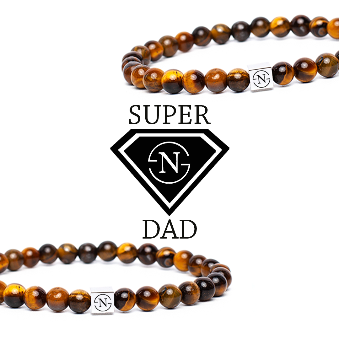 Natuursteen Tijgeroog Heren Armband | Bruin