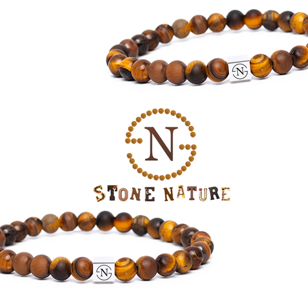 Tijgeroog Natuursteen Heren Armband | Mat Bruin