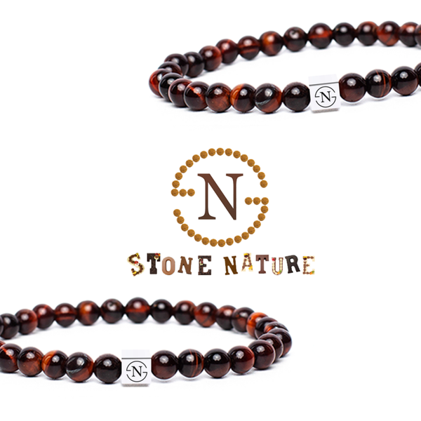 Tijgeroog Natuursteen Heren Armband | Rood