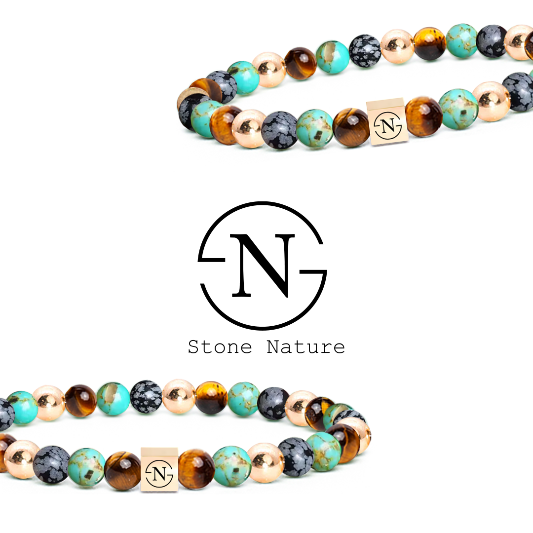 Tijgeroog Obsidiaan Natuursteen Kralen Armband | Rose Goud