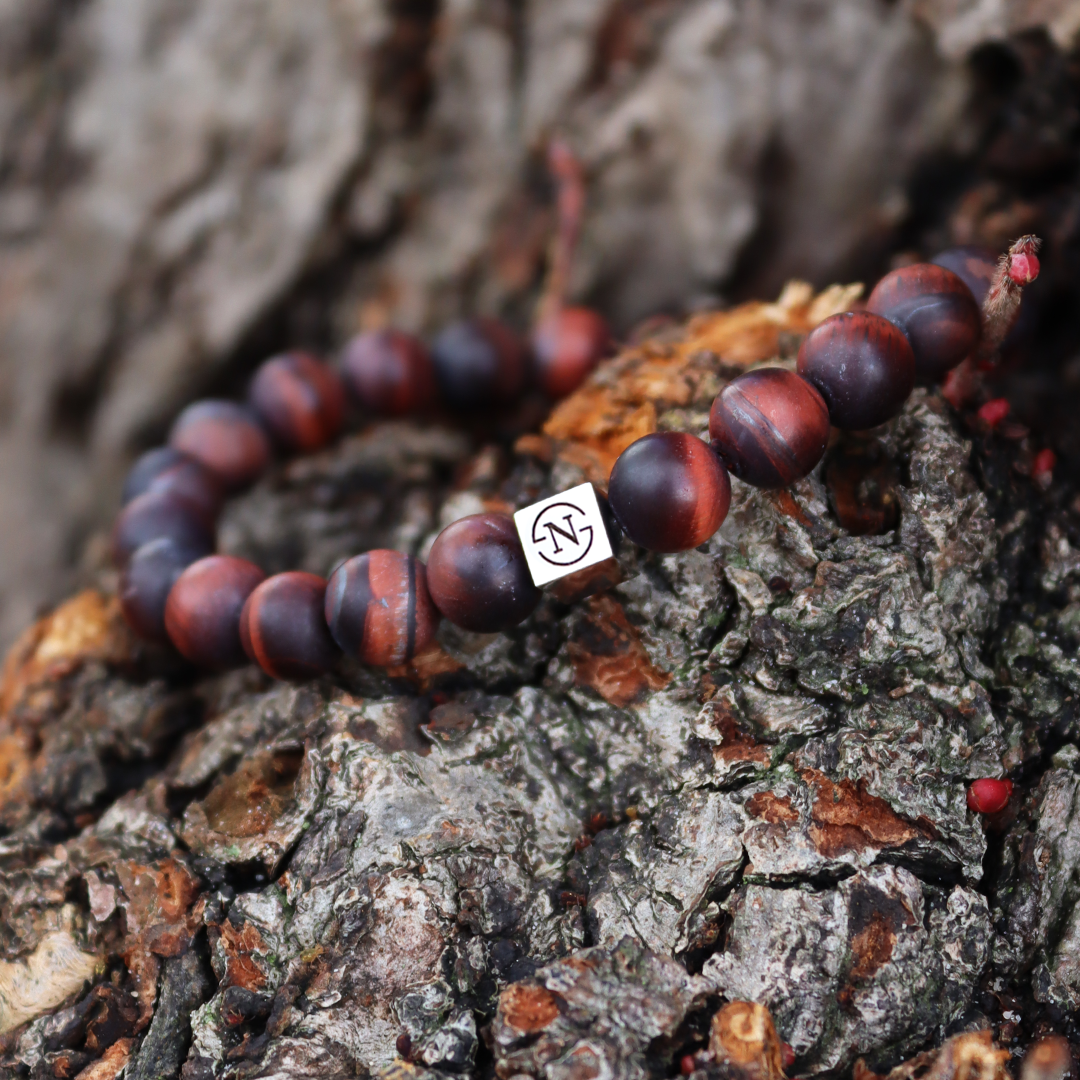 Tijgeroog Natuursteen Armband | Bordeaux Rood