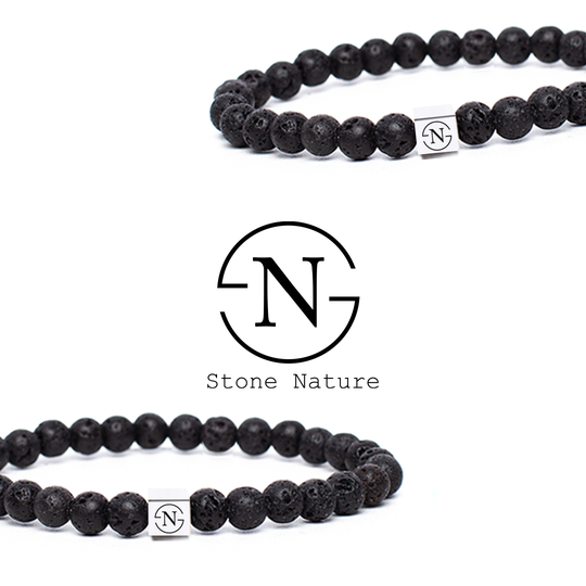 Lava Natuursteen Heren Armband | Zwart