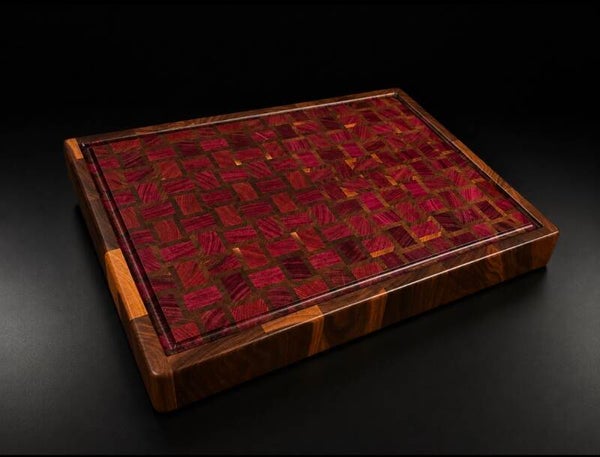 Big Black Walnut and Purple Heart Weave Pattern Endgrain Cutting board