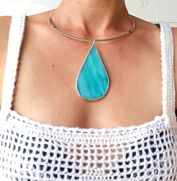 Girocollo goccia azzurro sfume