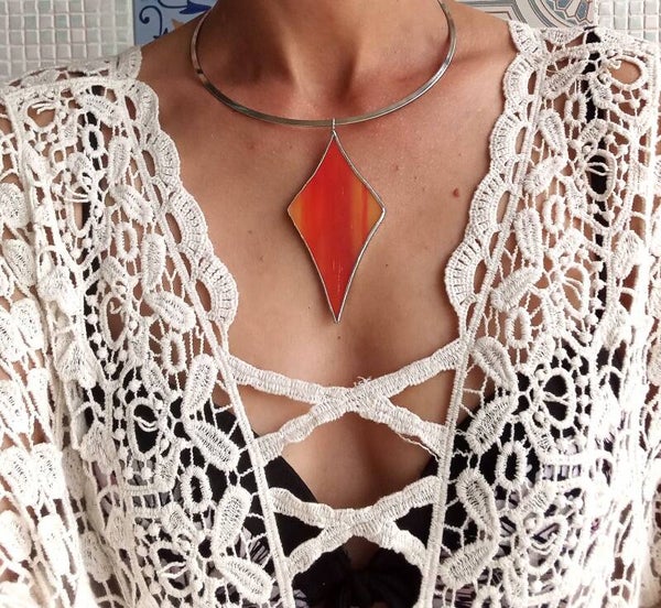 Girocollo  rombo arancio