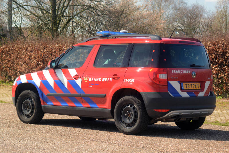 Kenteken: 73-TPX-1 Roepnummer: 21-0093 Type voertuig: DA-OD Merk &amp; Type: Skoda Yeti 1,9D Opbouw: Bouwjaar: 2012 In dienst: 2012 Uit dienst:.. . Regionaal voertuig, tbv OvD district Maasland. 