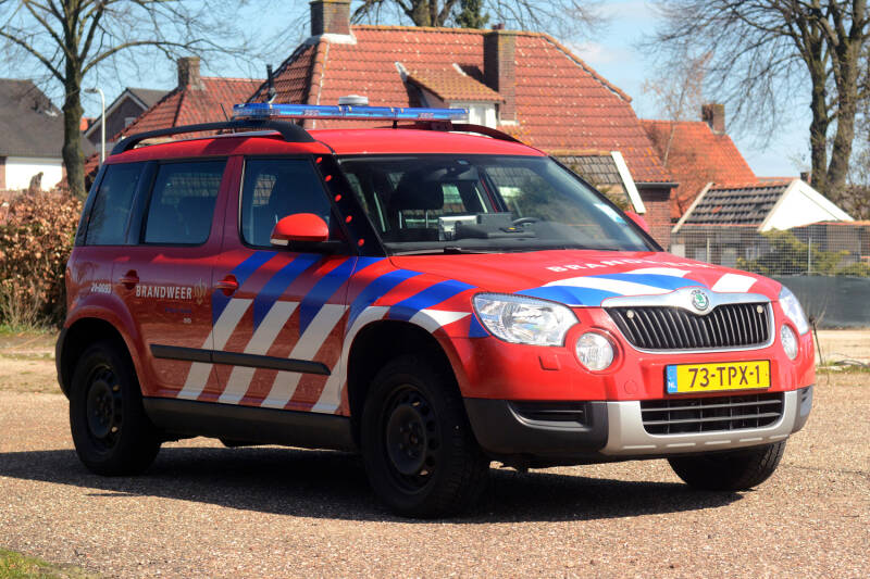 Kenteken: 73-TPX-1 Roepnummer: 21-0093 Type voertuig: DA-OD Merk &amp; Type: Skoda Yeti 1,9D Opbouw: Bouwjaar: 2012 In dienst: 2012 Uit dienst: Standplaats: Lith