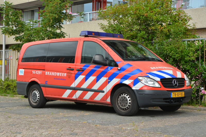 Kenteken: 78-XF-BG Roepnummer: 596 > 16-9198 Type voertuig: DA-HOD Merk &amp; Type: Mercedes Benz 115CDi[Vito] Opbouw: Bouwjaar: 2007 In dienst: 2007 Uit dienst: 2013. Regionaal voertuig