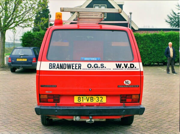 Kenteken: 81-VB-32 Roepnummer: 56-780 Type voertuig: GS-ME Merk &amp; Type: Volkswagen Transporter T3-Bestel Opbouw: Bouwjaar: 1980 In dienst: 1992 Uit dienst: 2009