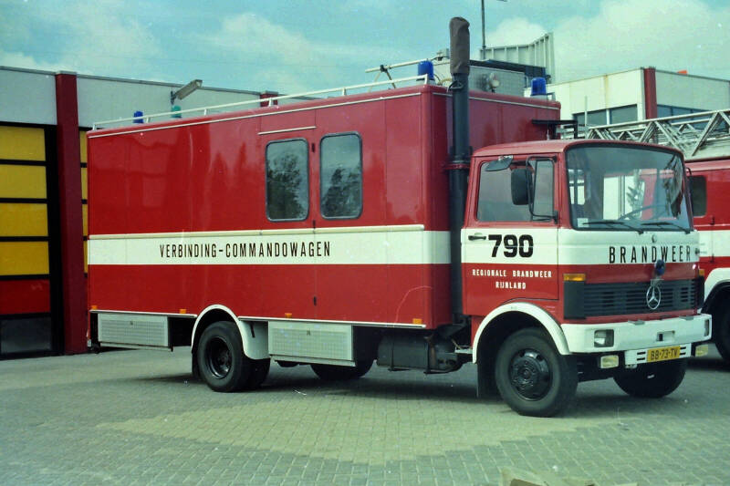 Kenteken: BB-73-TV Roepnummer: 590 > 599 Type voertuig: VC-1 Merk &amp; Type: Mercedes Benz LP809-42 Opbouw: Doeschot Bouwjaar: 1981 In dienst: 1981 Uit dienst: 199.. Regionaal voertuig