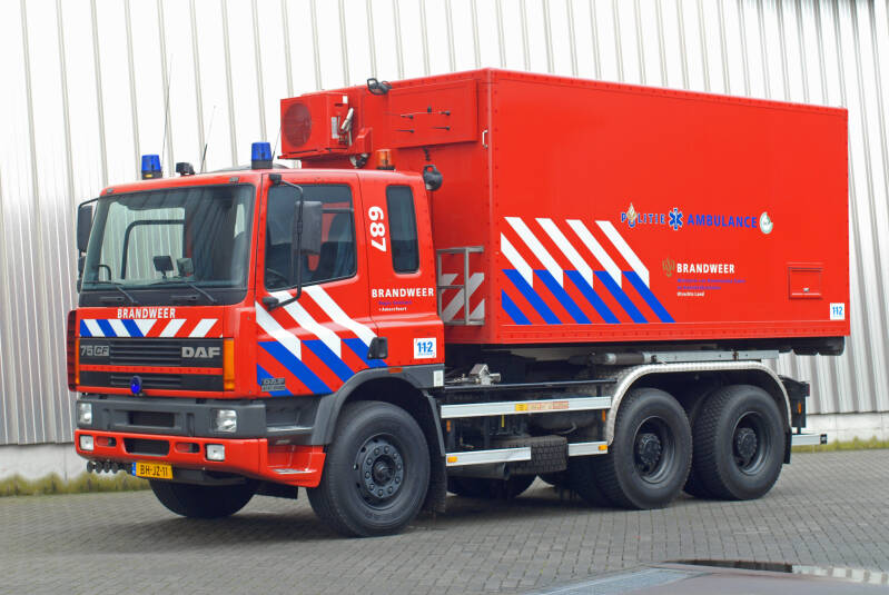 Kenteken: BH-JZ-11 Roepnummer: 46-687 Type voertuig: HA Merk &amp; Type: DAF FAT75.290CF460 Opbouw: Leebur Bouwjaar: 1999 In dienst: 1999 Uit dienst: 2011. Opmerkingen: Regionaal voertuig, naar brandweer Maarssen (46-687)