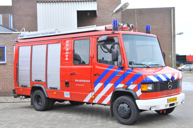 Kenteken: VH-58-NY Roepnummer: 03-9334 Type voertuig: TS7 LD2800 HD250 T1000 Merk &amp; Type: Mercedes Benz 811FD37[Ecov] Opbouw: Spijkstaal-Magirus Bouwjaar: 1990 In dienst: 1990 Uit dienst: 2019 Standplaats: Hoogeveen