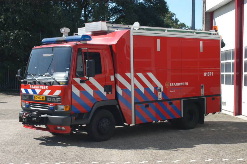 Kenteken: BG-NG-41 Roepnummer: 871 Type voertuig: HV-2 Merk &amp; Type: DAF FF45.180-10CE325 Opbouw: Ziegler Brandweertechniek Bouwjaar: 1998 In dienst: 1998 Uit dienst: 2013