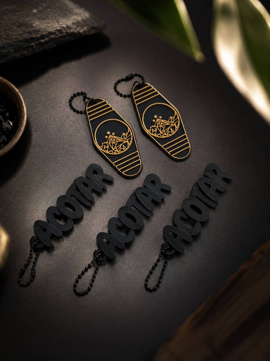 Acotar naam sleutelhanger zwart