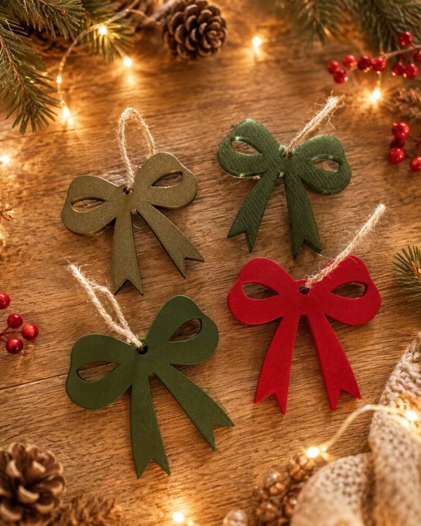 Kerst strikje kerstboom hanger (per 6)