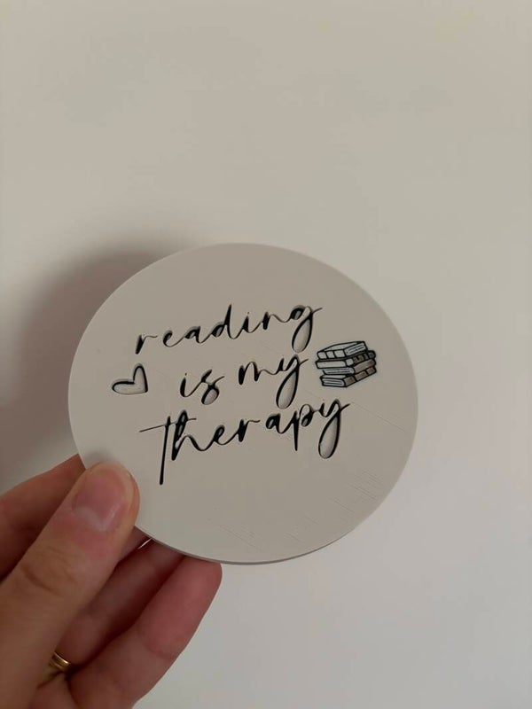 Coaster (onderzetter) ‘Reading is my therapy’