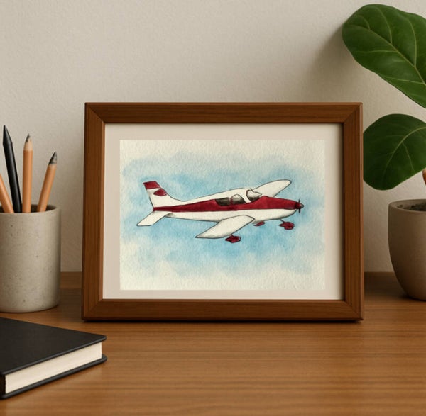 Custom Watercolor plane portrait (In the sky)