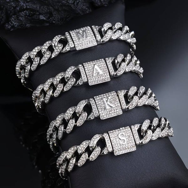 Bracciale Cool, Stile Hip Hop con Lettera Iniziale
