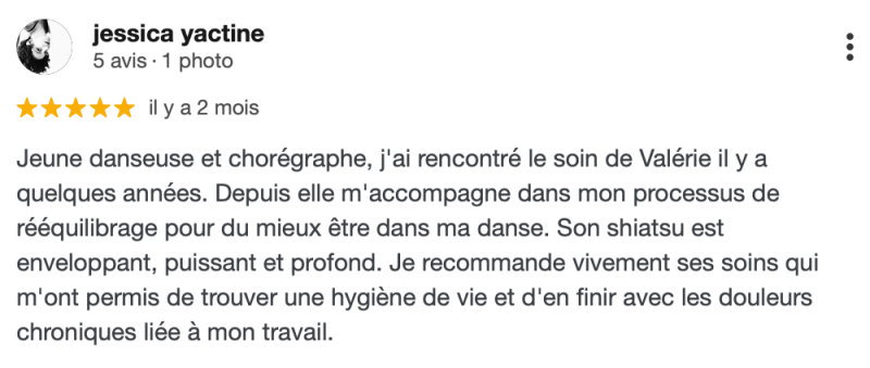 Avis Google sur le Shiatsu – douleurs, stress et troubles respiratoires