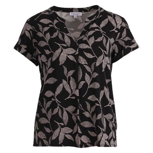 474166 Blouse km blaadjes print