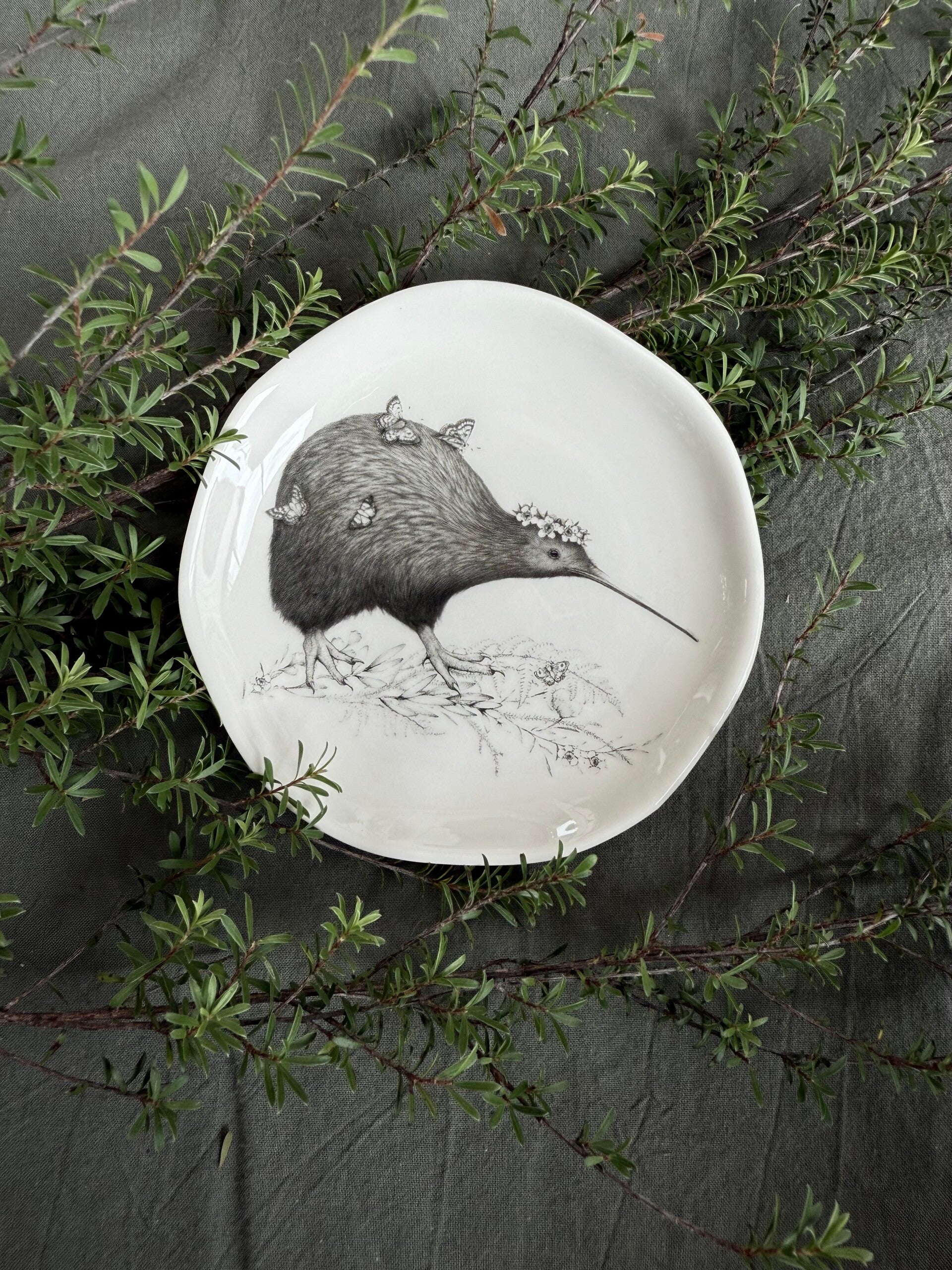 Ceramic Trinket Dish - ‘Brown Kiwi Aroha’