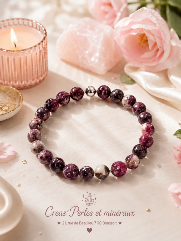Bracelet en tourmaline rose (rubellite) AA