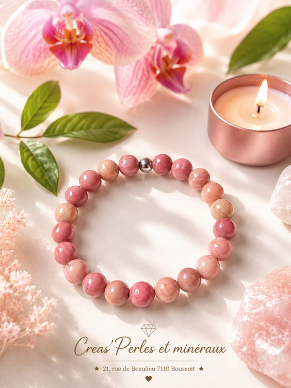 Bracelet en rhodonite rose A
