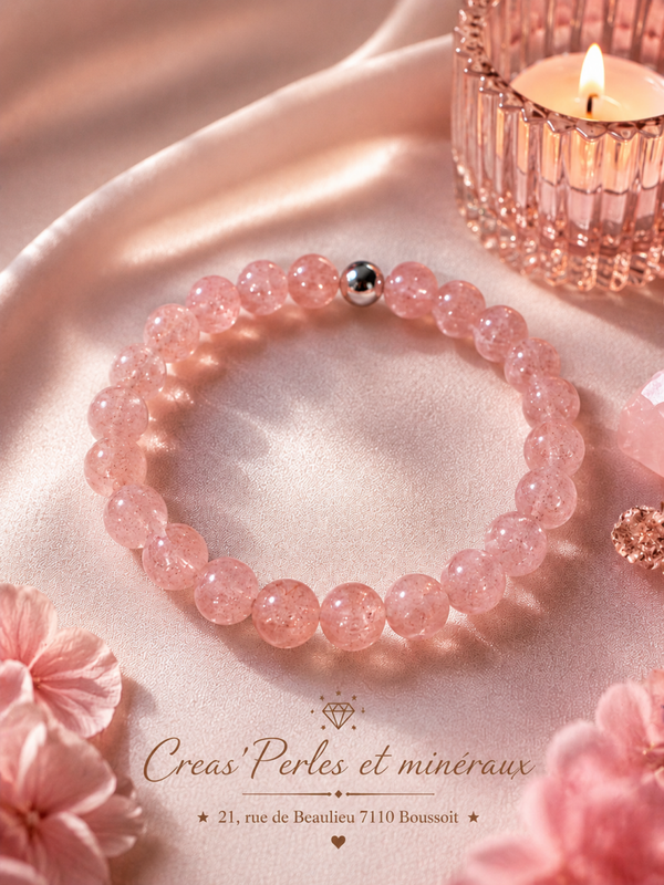 Bracelet en quartz fraise A+