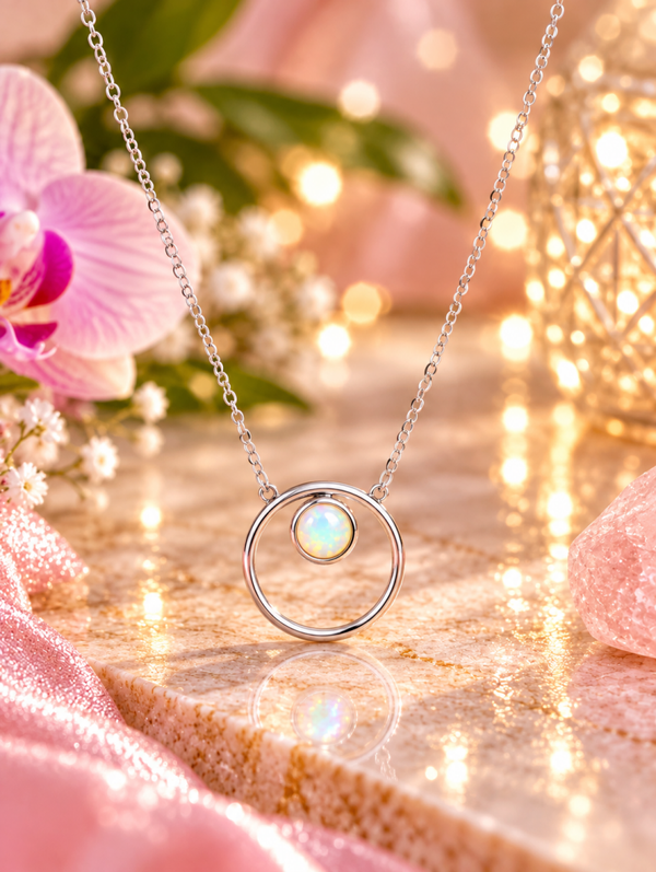Collier en opale – Argent 925/1000 rhodié