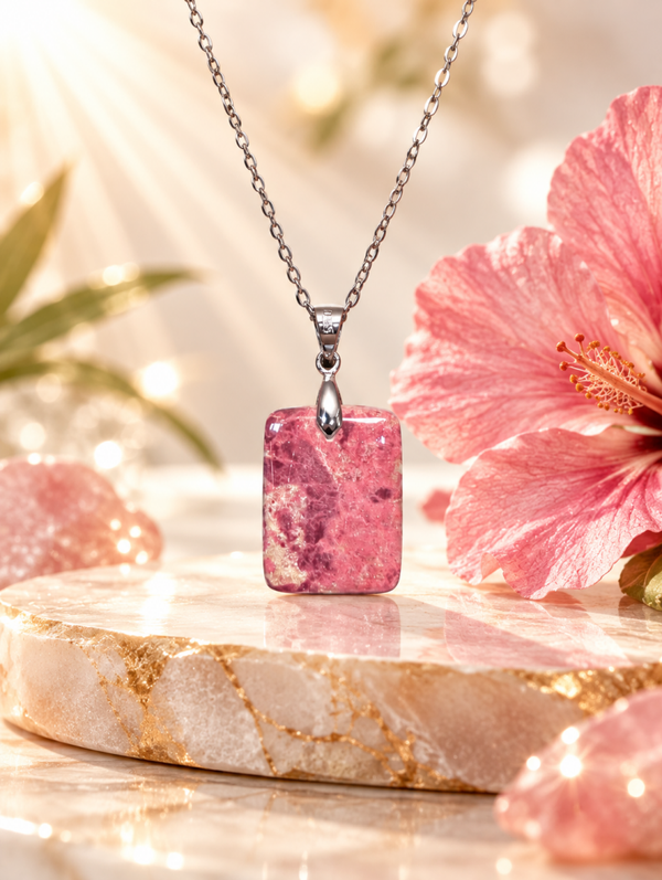 Pendentif en thulite AA sur chaîne en acier inoxydable n°6